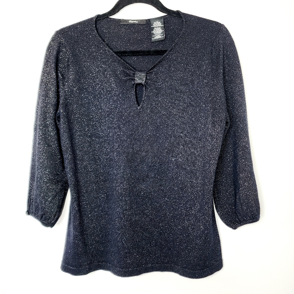 Raisey black gold lurex‎ key hole top women's large